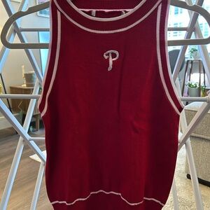 Phillies Red Sleeveless Top with White Trim